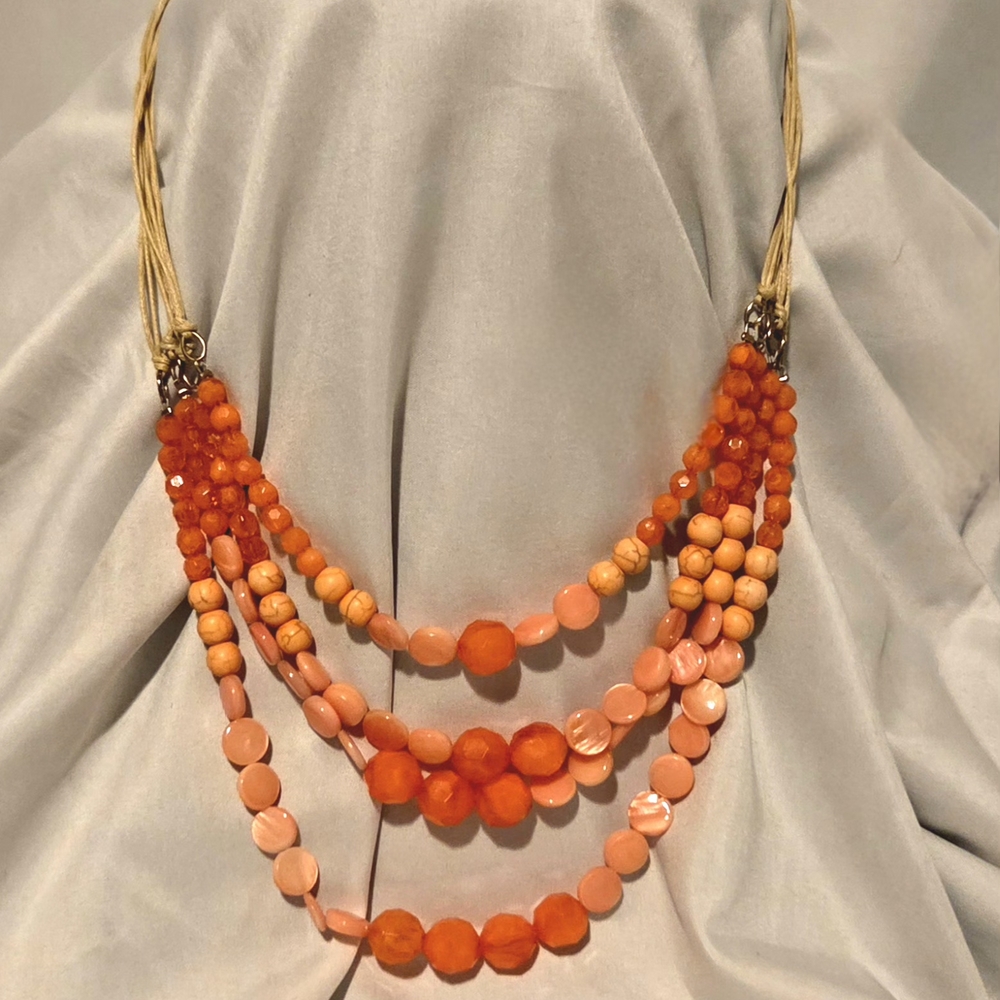 Vibrant Orange Multi-Strand Necklace